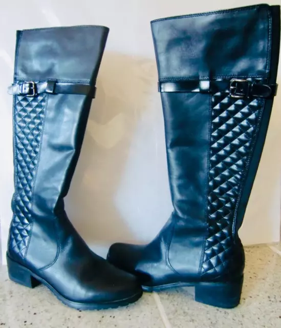 Tahari Killan Wide Calf Women Black Boot Sz 7 Fashion Equestrian Designer $ 245 2