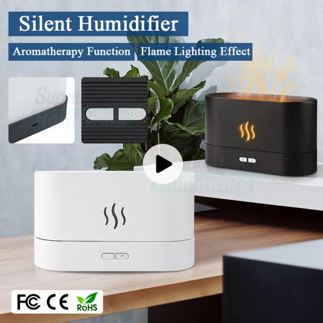 USB Ultrasonic Aroma Air Humidifier Flame Light Purifier Essential Oil Diffuser