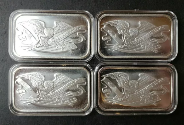 Lot of Four SilverTowne 1oz Silver Bars in Capsules