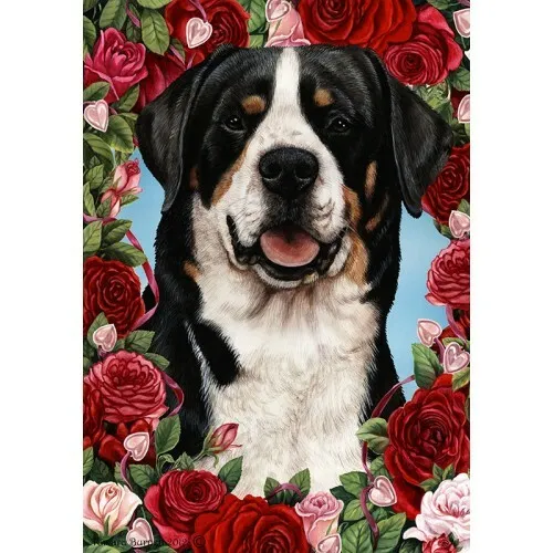 Roses House Flag - Greater Swiss Mountain Dog 19144
