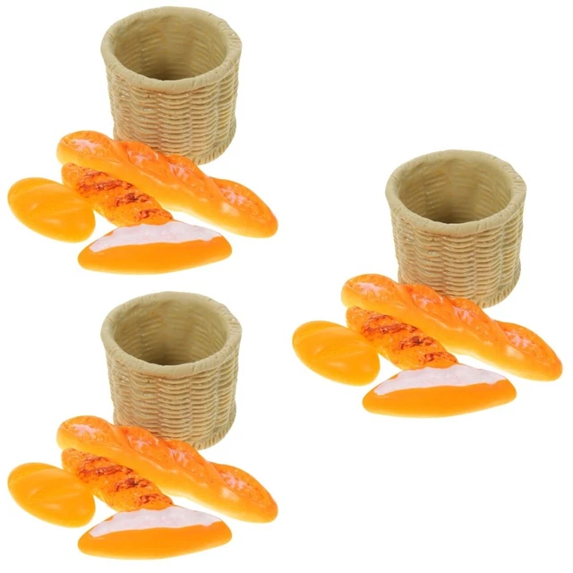 3 set Mini Bread Bread Models Mini Casa Ornamento delle bambole Resin Crafoglio