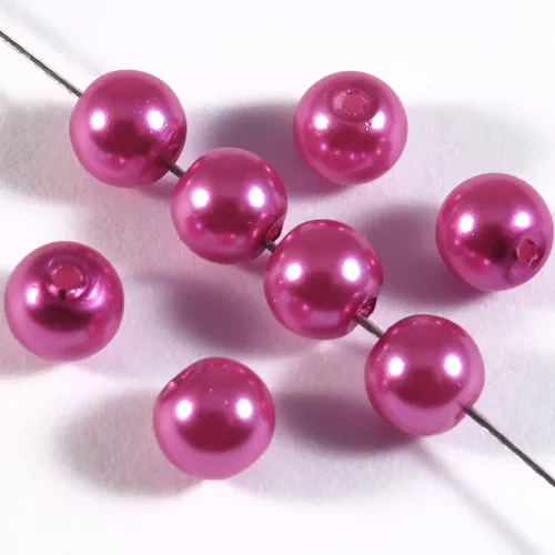 50 perles Nacrées 6mm Rose Fuchsia verre de Bohème