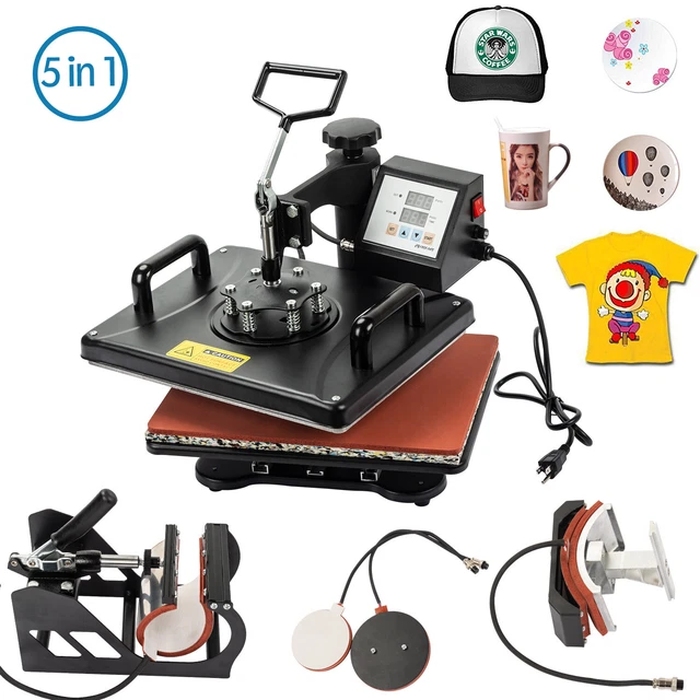 5 in 1 Digital Heat Press Machine 30 x 38cm t shirt Transfer Sublimation Printer