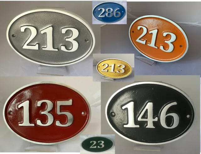 Metal Oval House Door Number Sign Handmade Any Number Colour Choice 3 Sizes