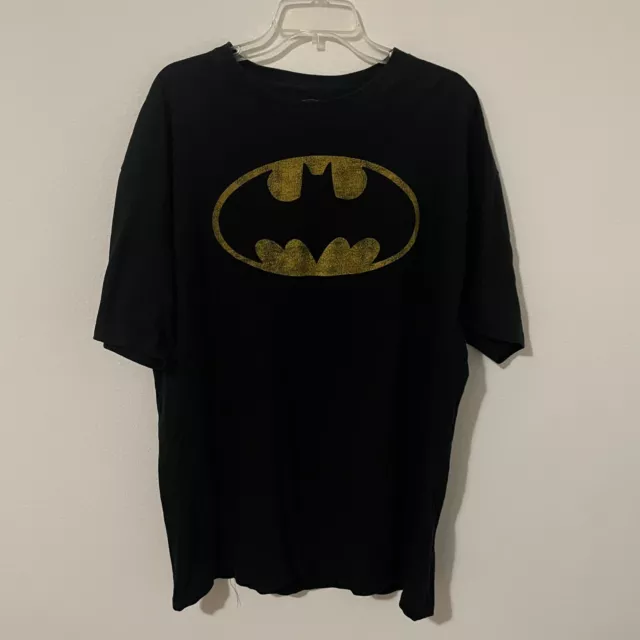 Vintage Batman Classic Logo Black Graphic Short Sleeve T-Shirt Men's Size XL