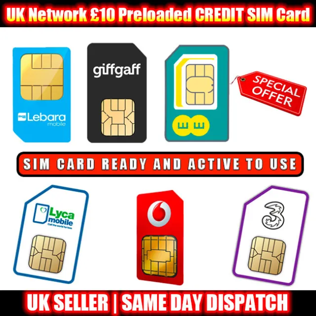 UK Network carta SIM precaricata £10 attiva e pronta all'uso - Consegna veloce
