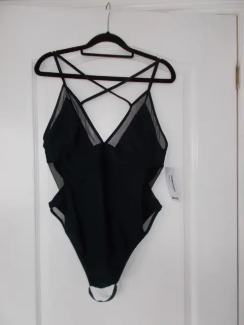 Ladies Boohoo black swimsuit size 12 UK 40 Eur VGC