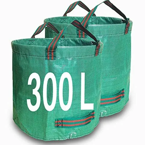 Bolsas de residuos de jardín 300L x 2 bolsas de jardín de alta resistencia, bolsas de jardín reutilizables