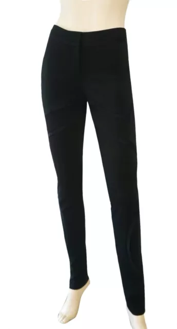 VERA WANG COLLECTION Ribbed Black Stretch Ponte Skinny Moto Pants 4 2