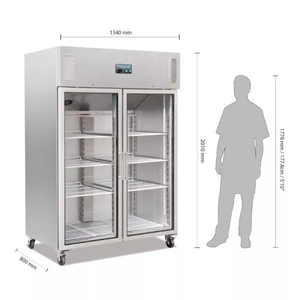 Polar Serie G Gastro Kühlvitrine 2-türig 1200L Kühlschrank 3