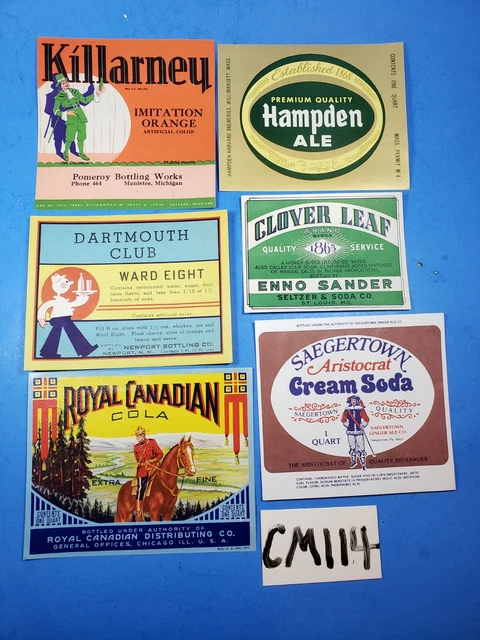 Vintage Bottle Labels Soda Pop / Ale Lot of 6