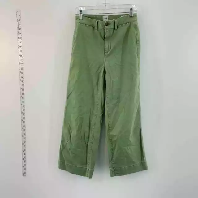 Gap Women's High Rise Wide Leg Crop Green Pants Size 4 Regular