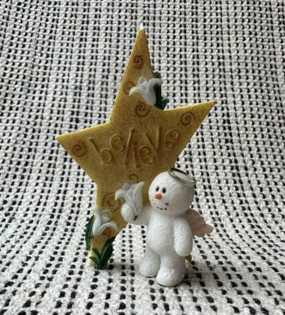 Sarah’s Attic Snowonders Believe in Promises April Star Snowman Angel Figurine