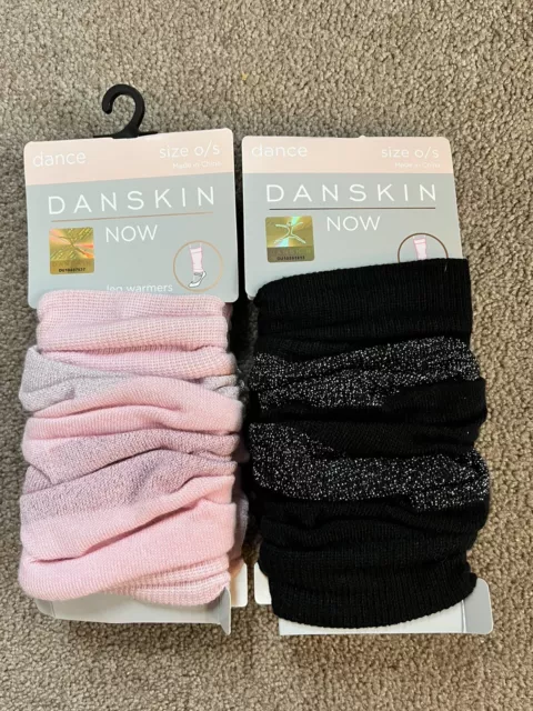 BBAND NEW - 2 Pairs Girls Danskin Now PINK & Black Dance Leg Warmers Size O/S