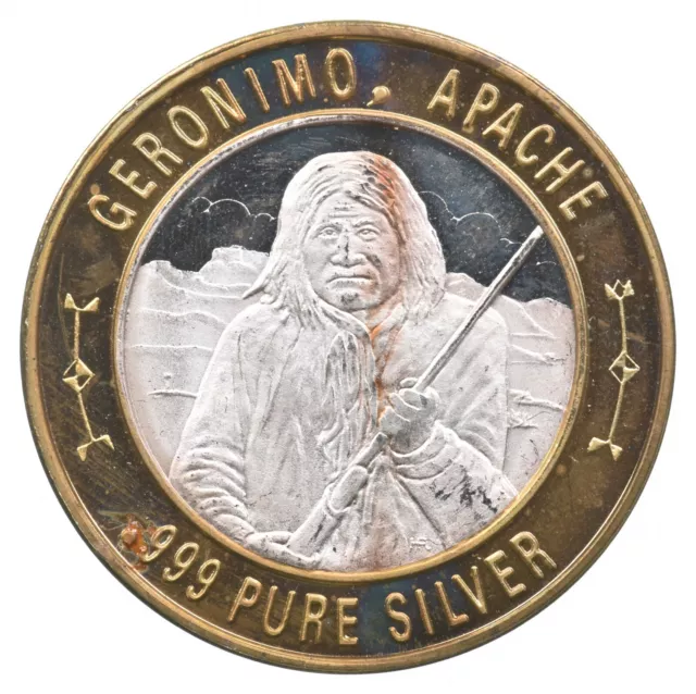 Native American Series Geronimo $10 Gaming Casino Token .999 SILVER Strike *783