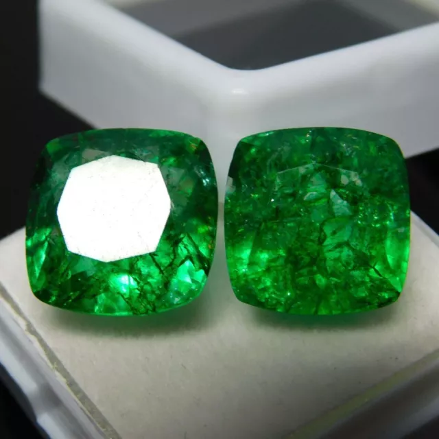 16 Ct Natural Untreated Green Square Colombian Emerald Certified Loose Gemstone