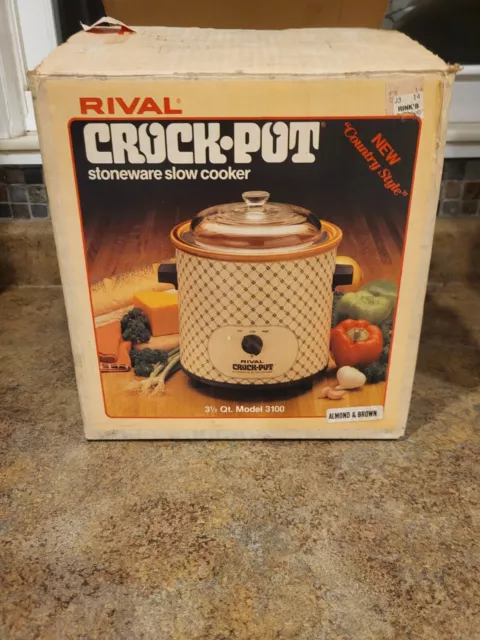 Rival Crock-pot 32I5 WN Removable Stoneware Slow Cooker 1.5 Quart Glass Lid  
