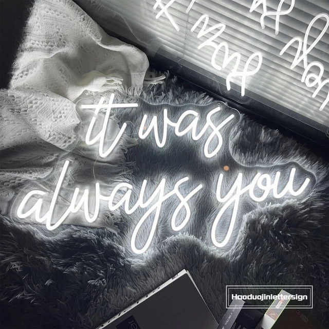50cmX25cm It Was Always You USB Neón Letrero para Novia Habitación Hogar Boda Decoración de Pared
