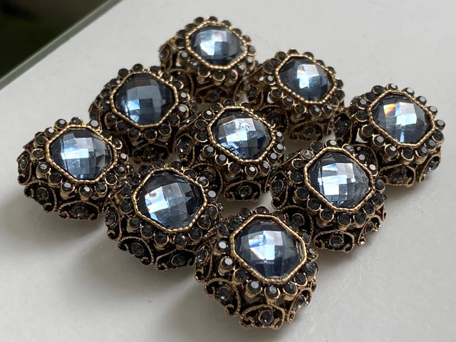 Lot De 10 Boutons Anciens En Métal Doré - 22 Mm - Occasion Neuf, Fait Main France