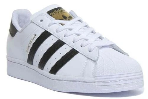 Adidas Superstar Hommes Baskets Cuir en Blanc Noir UK Taille 6 - 12