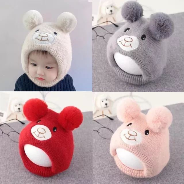 NECK COVER BEANIE Cap Keep Warm Bonnets Cute Bear Earflap Hat Toddler ...