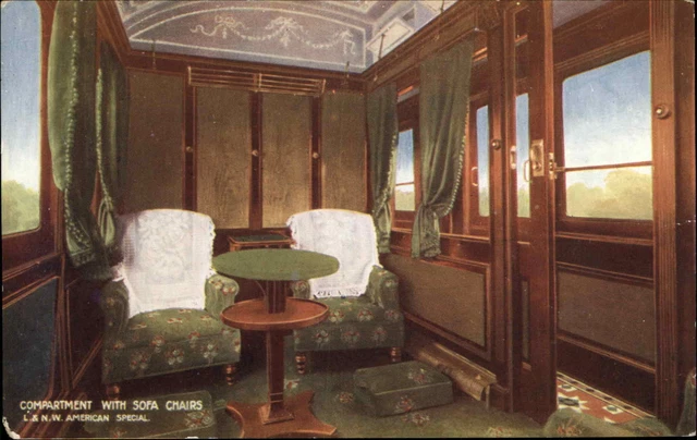 L&NW RAILWAY CO American Special Train Compartment Sofa Chairs c1910 PC ...