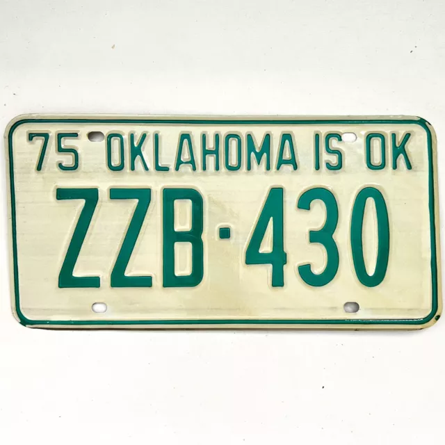 1975 United States Oklahoma Tulsa County Passenger License Plate ZZB-430
