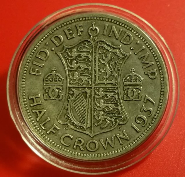 1937 Xf Half Crown George V British Silver Coin Protective Capsule