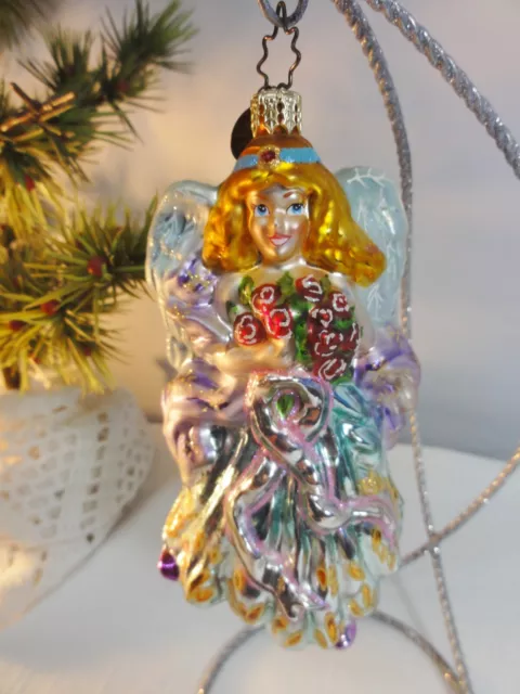 Christopher Radko Blown Glass Ornament SHINNING HOPE Angel Breast Cancer Charity