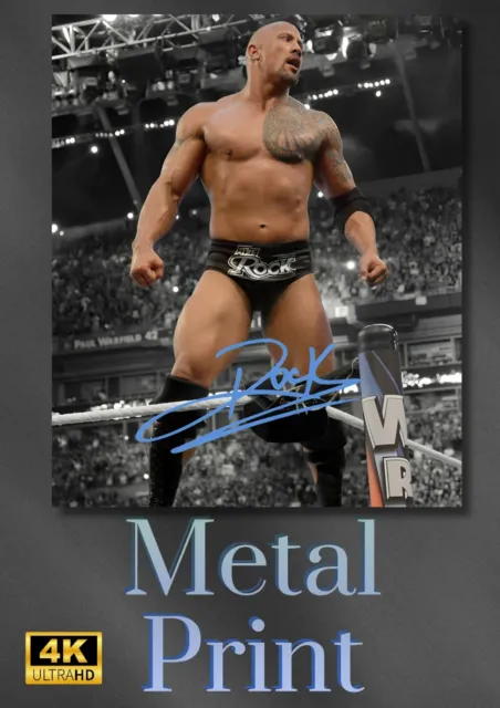 WWE The ROCK 8x10 Aluminium Print Hd 4K QUALITY With Pre Printed Autograph 🔥