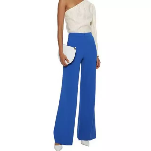 Alice + Olivia Women's NWT Bo Wide Leg Trousers Cobalt - Size 0