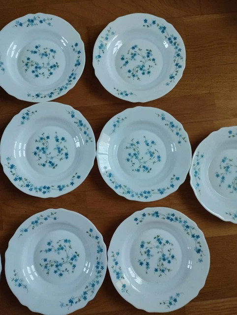 Lot De 4 Assiettes Creuses Arcopal Vintage - Modèle Véronica - Motif Myosotis - 23cm