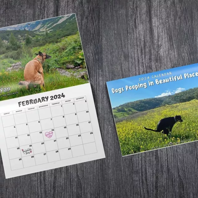 2024 DOGS POOPING Calendar 2024 Wall Monthly Funny Gag Dog Calendar