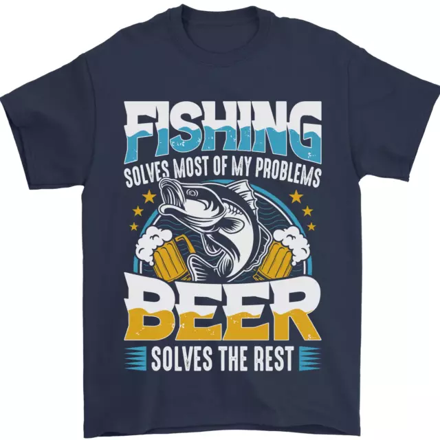 T-shirt da uomo Fishing & Beer Funny Fisherman Alcohol 100% cotone 3