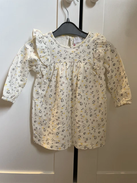Zara Baby Girl Ivory Floral Dress Size 3-6 Months