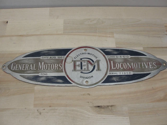 1957 General Motors Electro-Motive Locomotive Builders Plate 21952 Class 0-4-6-0 1957 General Motors Electro-Motive Locomotive Builders Plate 21952 Class 0-4-6-0