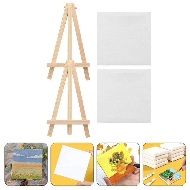 2 juegos de lienzos de arte de pintura de lona caballete para niños pequeño estudiante