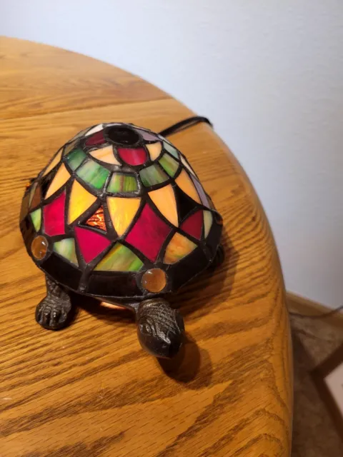 Vintage Tiffany Style Turtle Accent Lamp