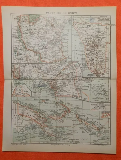 Deutsche Kolonien Südsee DOA DSWA KAMERUN Bismarck Archipel Landkarte 1897