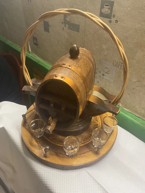 Tonneau En Verre Avec Trépied Et 6 Verres à Digestif - Distributeur