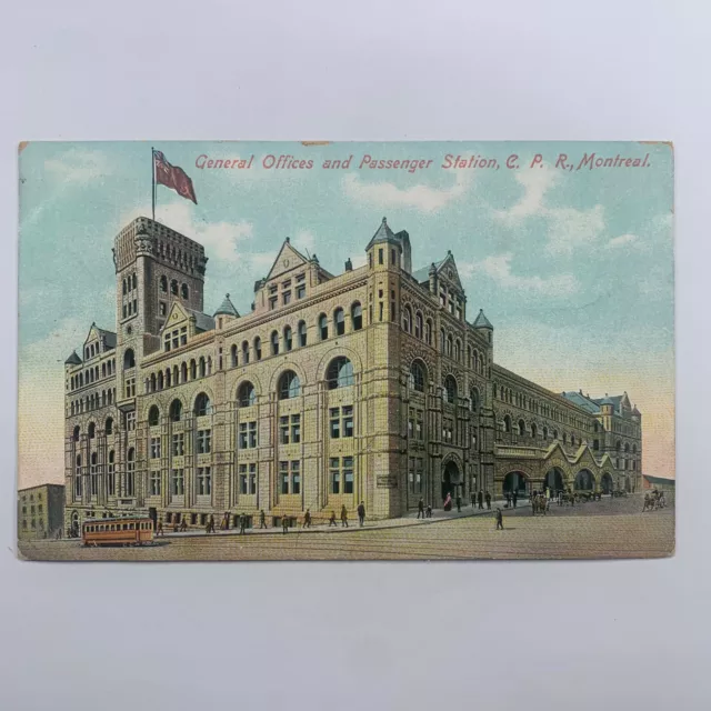 Postcard Canada Montreal Quebec Canadian Pacific Railroad Station Train 1911