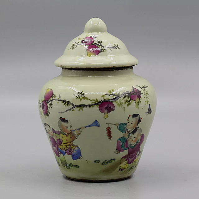 Antique Pink Porcelain Boy Laugh Often “笑口常开” General Jar Tank Tongzhi