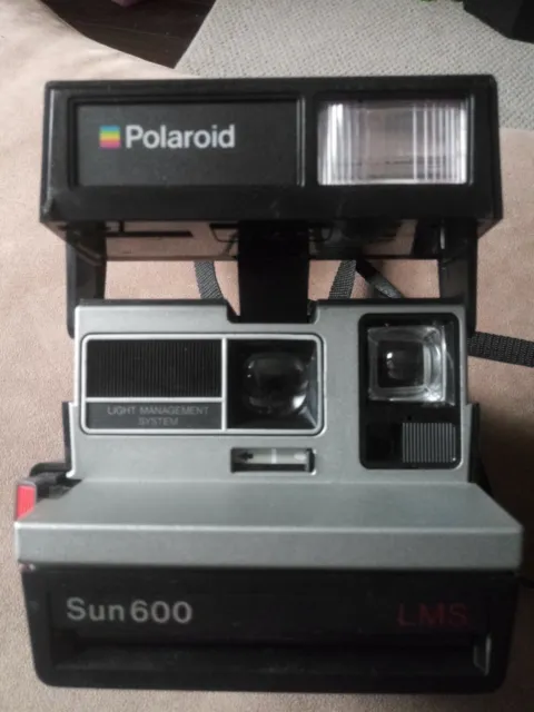 Vintage Polaroid Sun 600 LMS Instant Film Flash Camera W/Strap Tested Working
