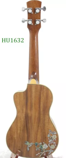 Alulu Solid Acacia Koa wood Concert Cutaway Ukulele, hummingbird inlay HU1632