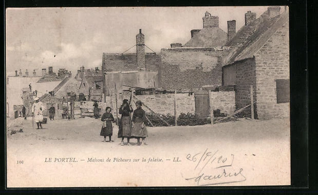CPA Le Portel, Maisons de Pecheurs sur la falaise 1903