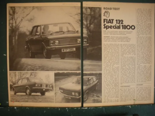 Fiat MYP136L 132 Special 1800 1973 Road Test Article 5 sides Brockbank Cartoon