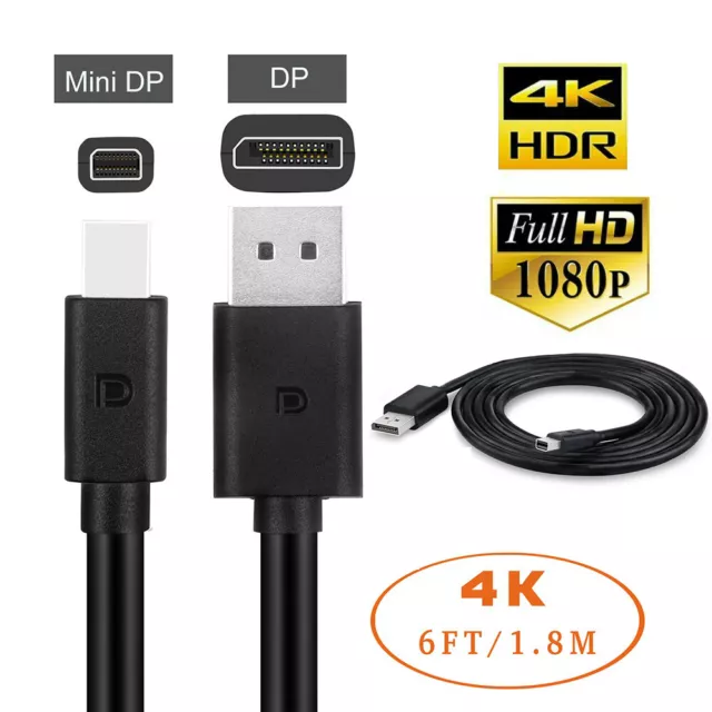 Mini Displayport to Display Port DP Cable 1.8M 4K 60Hz 2K 144Hz MacBook Pro Air