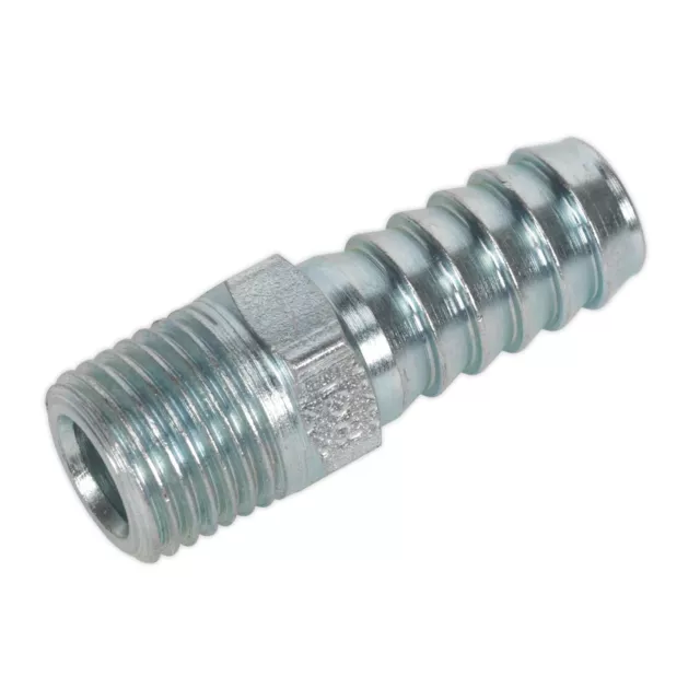 Sealey Screwed Tail Piece Male 1/4"BSPT - 3/8" Hose Pack of 5 Air Line Fittings