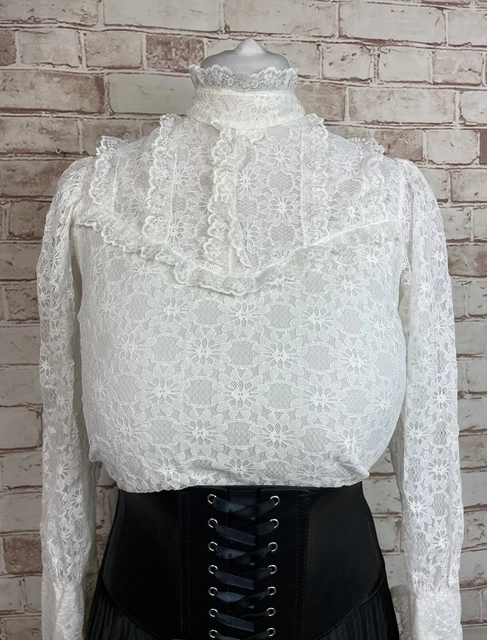 CHEMISIER VINTAGE FRILLY Ruffle à col haut secrétaire Sissy 