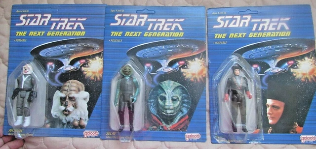 Star Trek Next Generation Lot of (3) NEW SEALED Selay, Q, Antican By Galoob